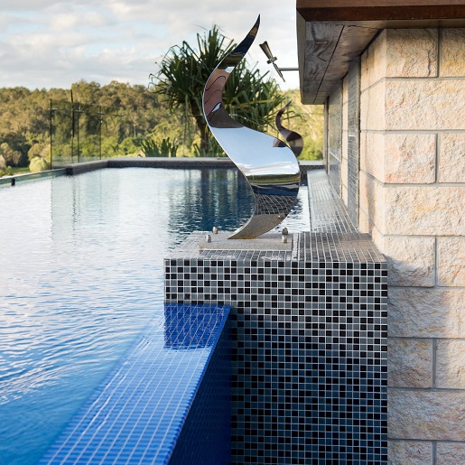 Swimming pool tiles in a infinity pool